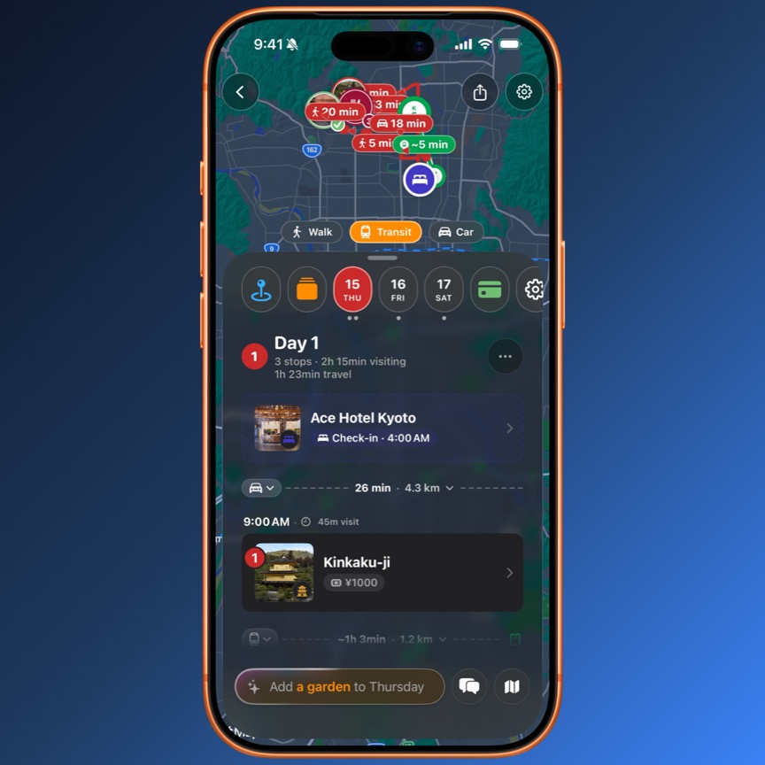 Journey planner detail screen from the preview
