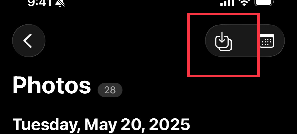 Bulk photo import in the Photos section of a profile